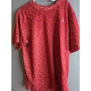 Reel Legends Kids Red Yellow Space Dye Performance Fishing T-Shirt Size M